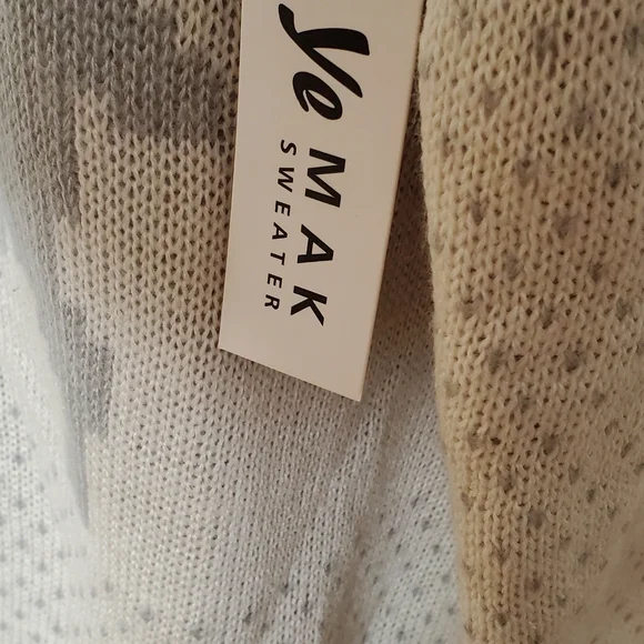 Deer jacquard cream womens holiday cozy  large jumper vintage style sweater 042 - Picture 4 of 8